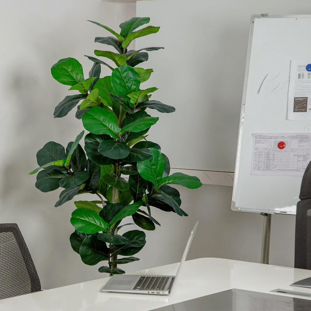 Artificial Fiddle Leaf Fig Tree 6FT Tall Faux Ficus Lyrata Tree with Planter Fig Silk Artificial Floor Plant