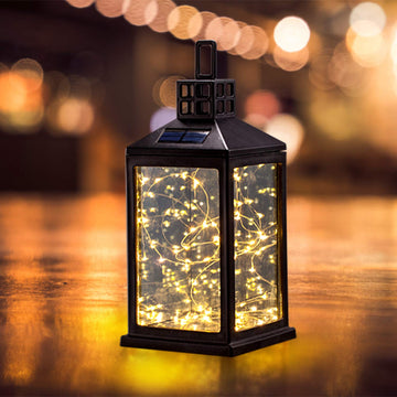 Lantern Lights Outdoor Waterproof Solar Table Lamp Hanging Lighting with 40 Warm White LEDs for Garden Patio