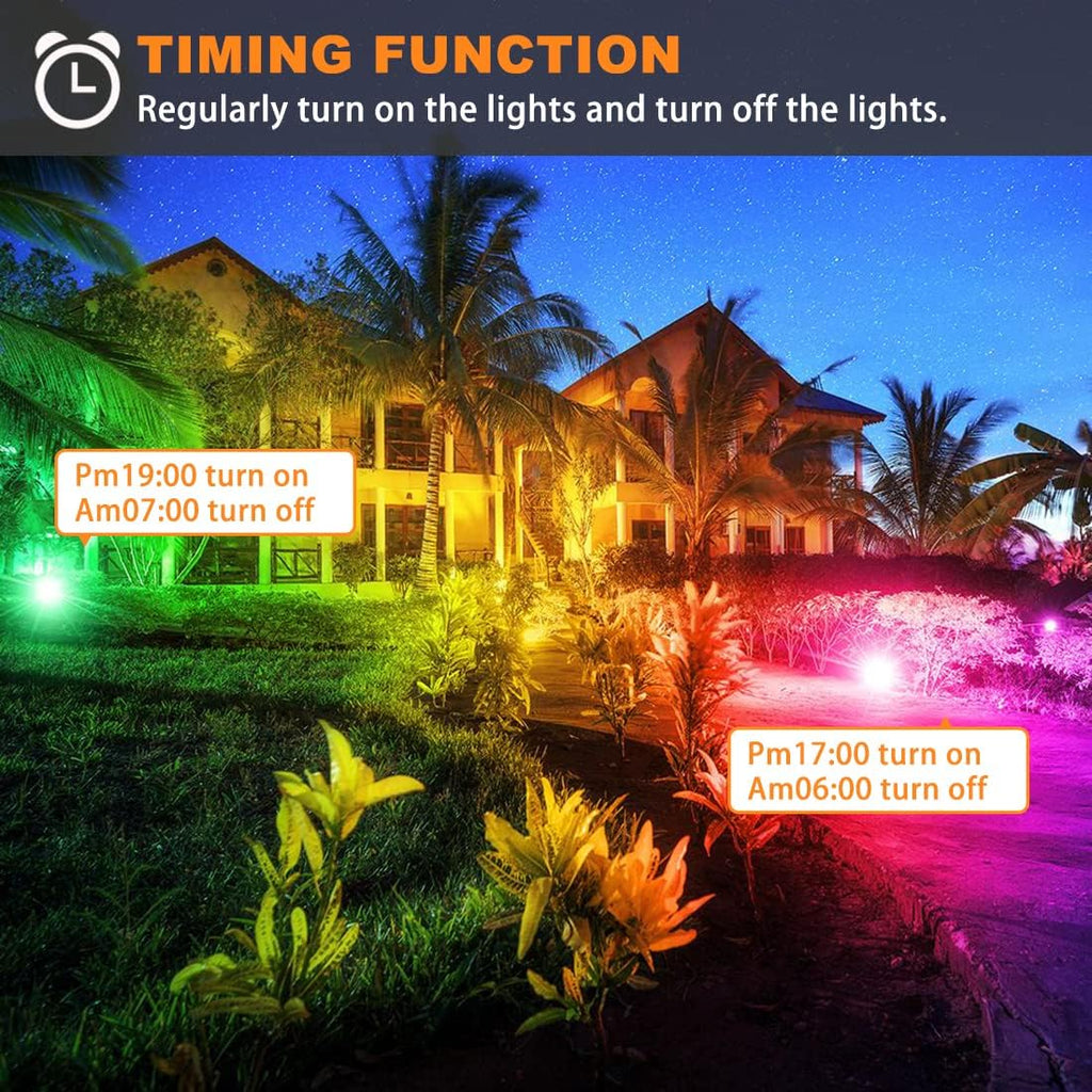 LED Flood Light Outdoor, 30W Equivalent 3000LM Smart RGB Landscape Lighting | APP Control, DIY Scenes - Timing