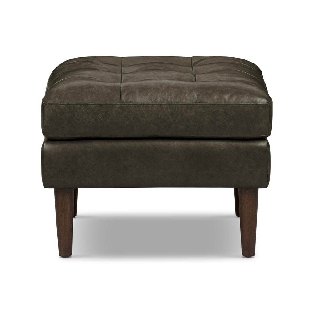 Napa Ottoman - Full-Grain Leather Upholstered Ottoman with Feather-Down Topper - Couch - Vintage Italian Leather in