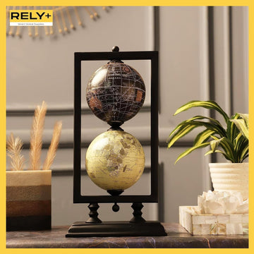 4'' World Globe Sturdy Metal Stand (NOT PLASTIC!) - Rotating Desktop Globes For Geographic Home Desk Table - Set of 2