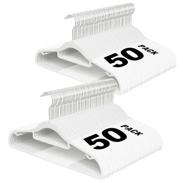 Plastic Hangers 100 Pack, 16.5" Non-Slip Clothes Hangers Heavy Duty