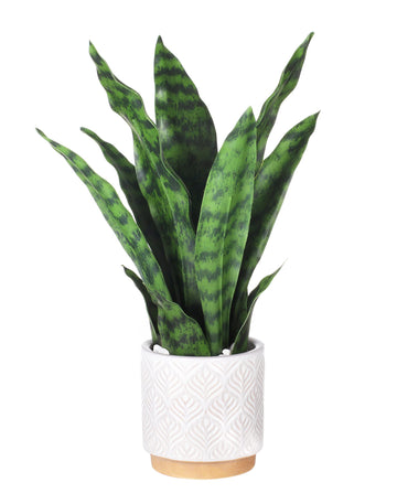 Artificial Sansevieria Plants 16" with Ceramic Pot