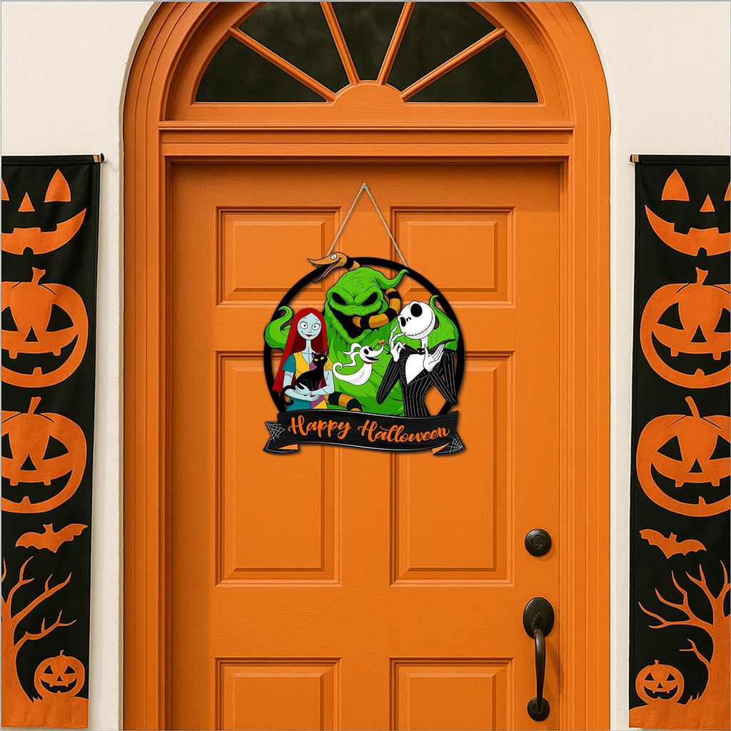 Halloween Nightmare Christmas Decorations Wooden Hanging Door Sign
