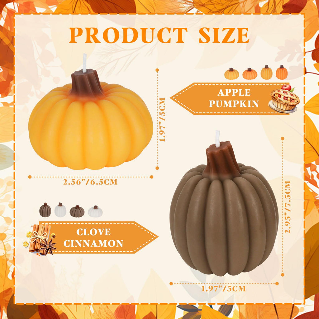 Fall Scented Candles Gift Set 8 Pack, Pumpkin Shaped Spice Candle, Thanksgiving Aromatherapy Candles, Orange Soy Wax
