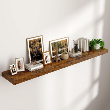 72" Wide x 12" Deep Floating Shelves for Wall, Rustic Brown, 1-Pack