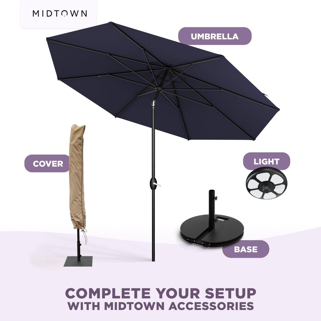 Lean - 9 Ft Patio Umbrella, Navy Blue Canopy