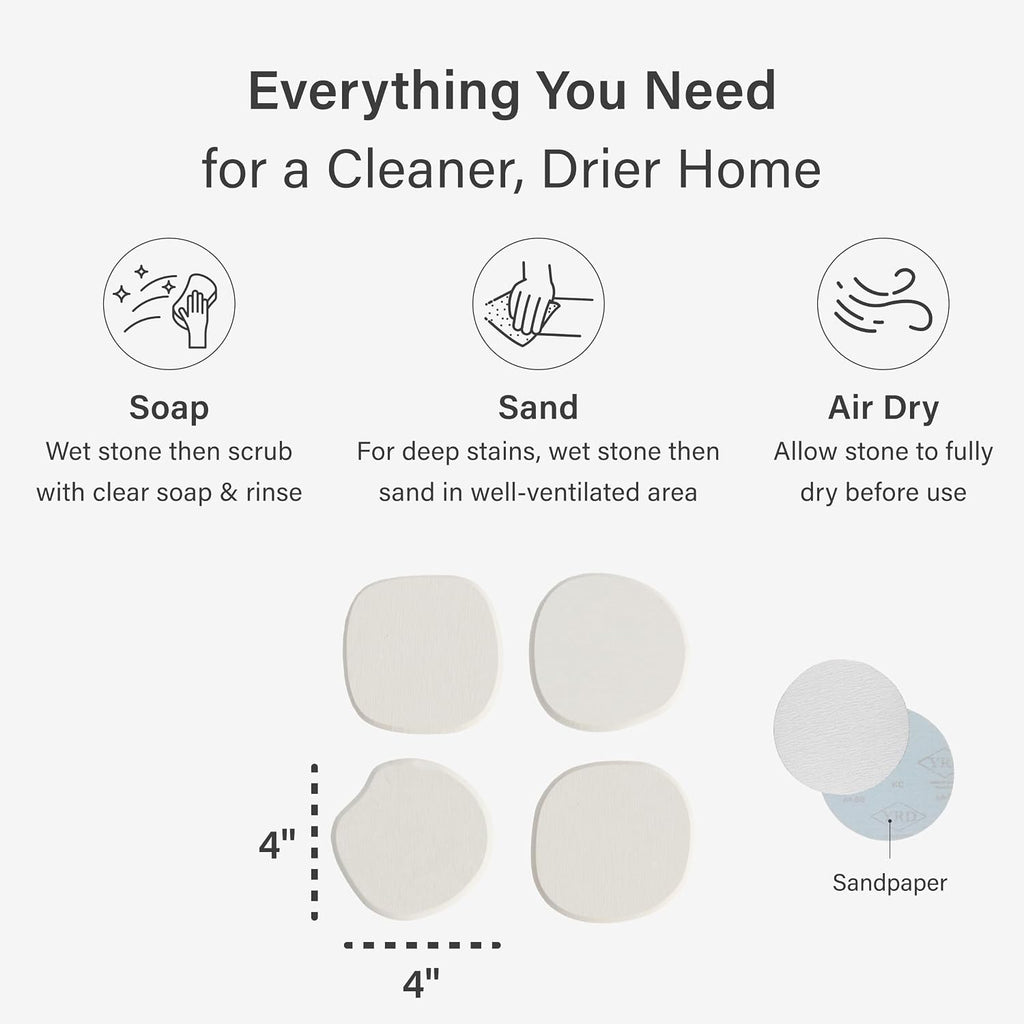 Home Stone Coasters Set - Diatomaceous Earth Water-Absorbing Drink Coaster for Coffee Table, Kitchen or Bar, Modern - Set of 4
