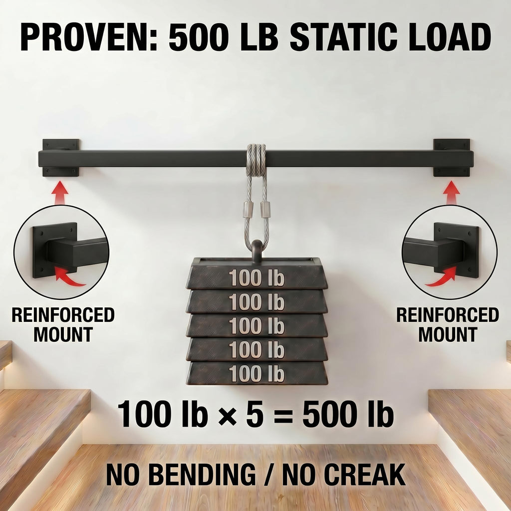 9FT Stair Railing Indoor Outdoor, 500LB Heavy-Duty Wall Mounted Handrail
