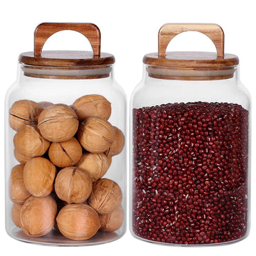 Canister Set of 2, Glass Kitchen Canisters