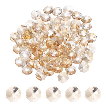 120 Pcs 14mm Glass Octagon Beads Sun Catcher Beads Bulk 2 Hole