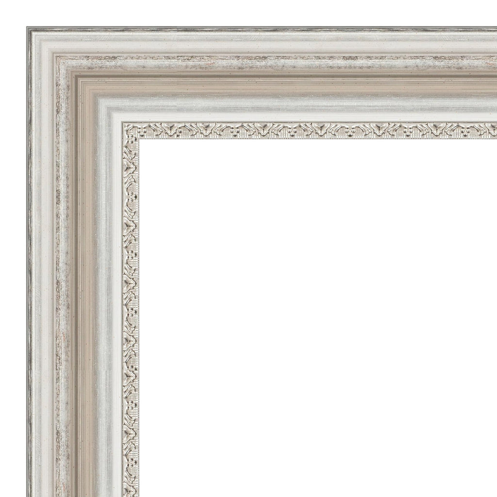 Silver Bathroom Mirror for Over Sink, 28x34 Parlor Silver Rectangle Vanity Mirror, Large Traditional Frame, Hangs