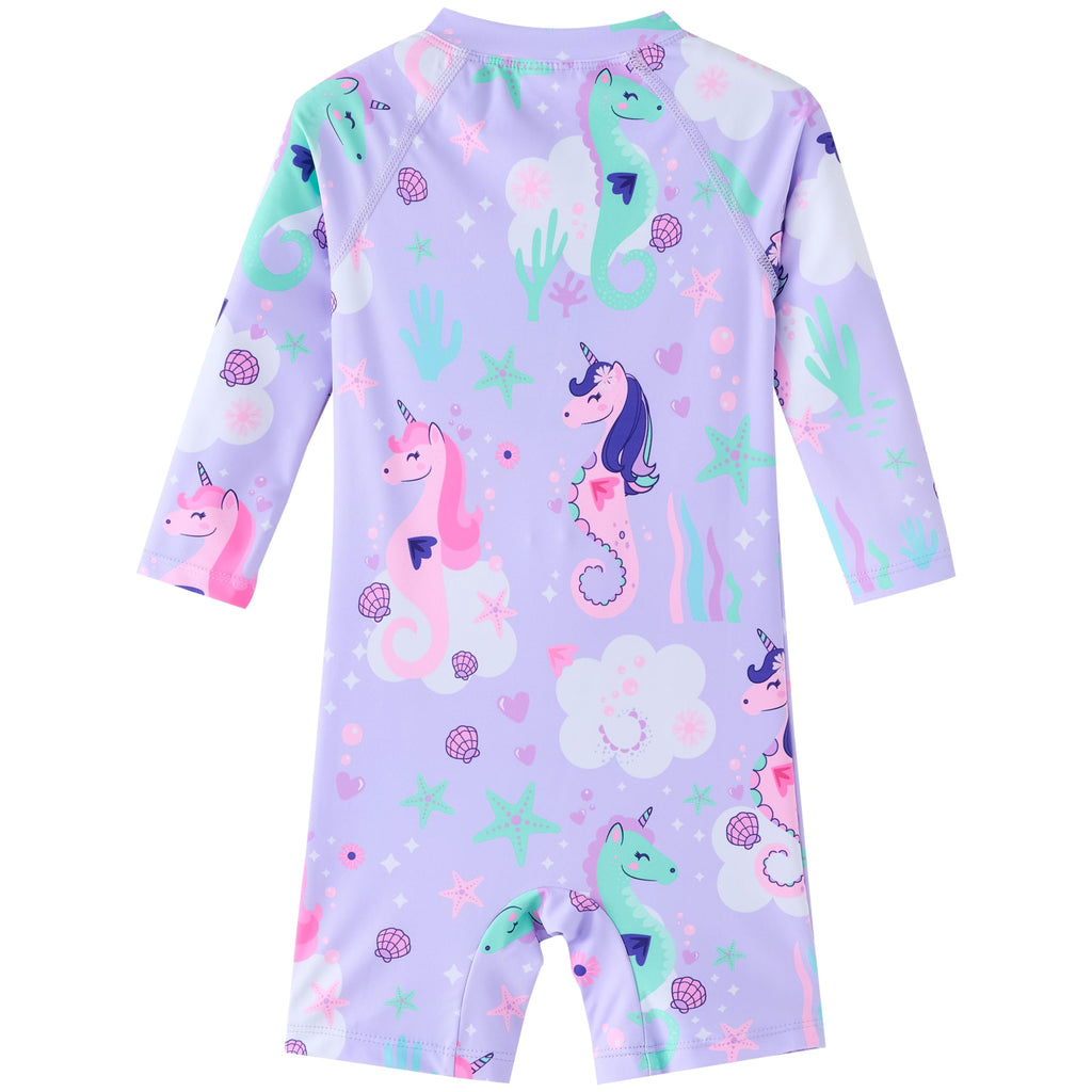 Baby Girl Swimsuit Toddler Bathing Suit Purple Seahorse