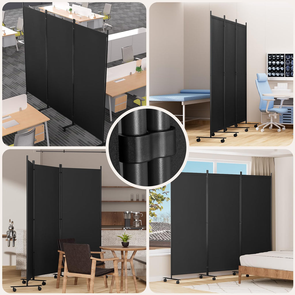 Room Divider 102'' Wide Folding Room Divider Panel with Wheel, Upgraded Base