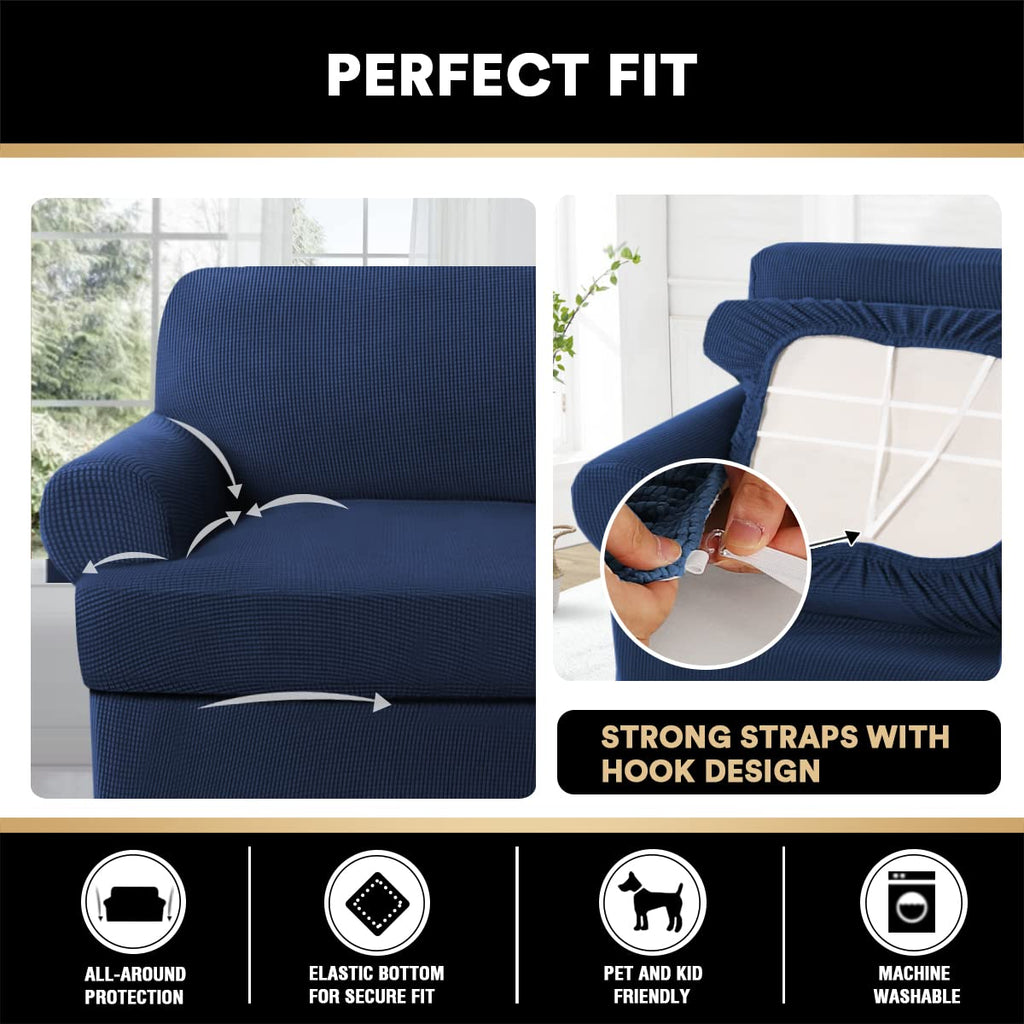 T Cushion Sofa Slipcover 4 Pieces Sofa Covers for T Cushion Couch Soft Sofa Slip Covers Furniture Protector with 3