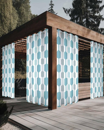 Outdoor Curtains Waterproof, Mid-Century Modern Privacy Screen Outdoor Front Porch Decor, Grommet Outside Curtains