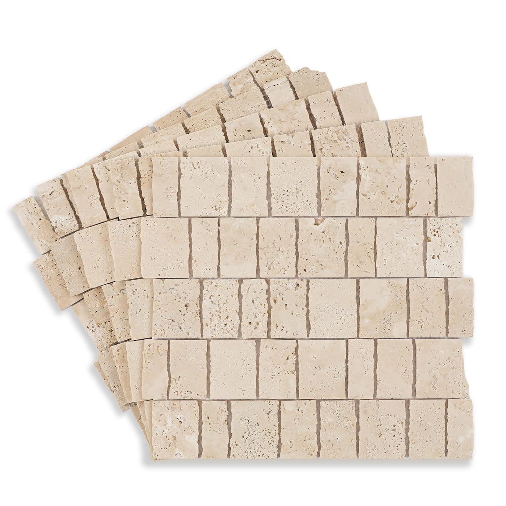 2×3 Inch Piano Travertine Marble Mosaic Tile for Wall Floor, 5 Sheets