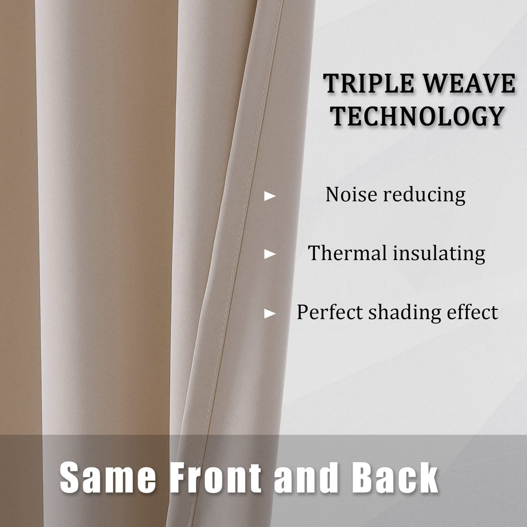 Light Brown Curtains -Blackout Curtain Panels 84 Inches Long Solid Window Curtain Drapes Thermal Insulated Room