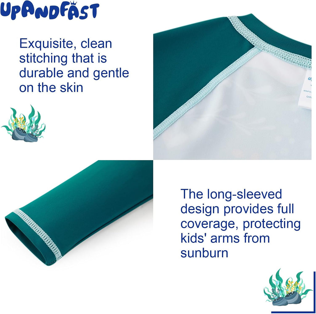 Boys Rash Guard Set UPF 50+ Long Sleeve Swimsuits