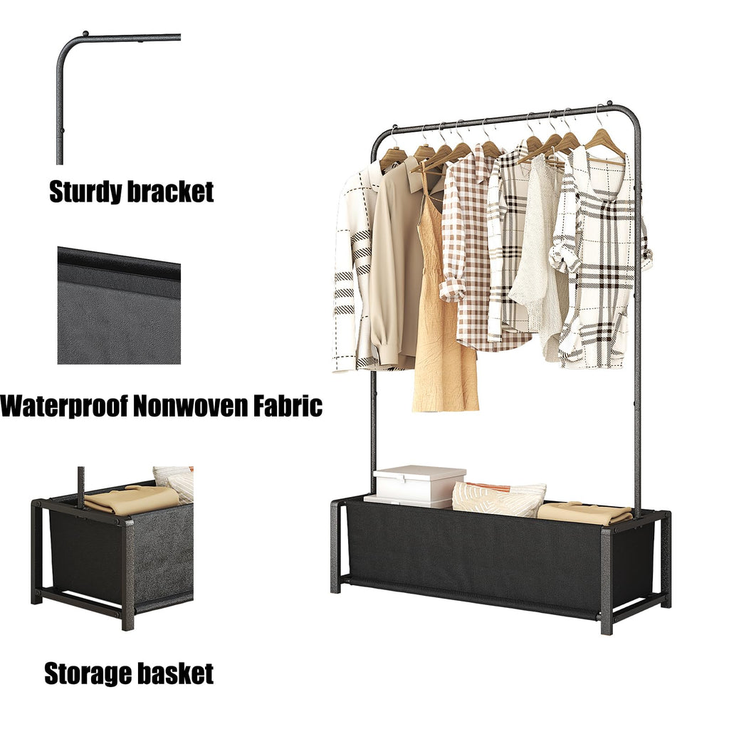 Garment Racks with Bottom Shelf Clothing Rack for Hanging Clothes