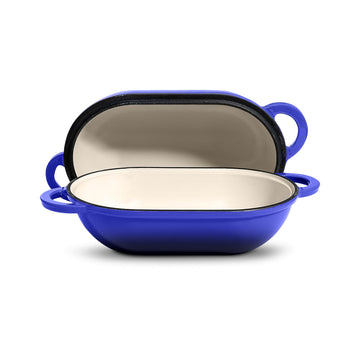 Sourdough Bread Oven, Enameled Cast Iron Oval, Indigo Blue