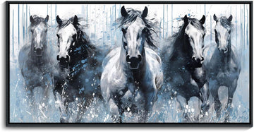 ART Rustic Equine Gallop Canvas Wall Art - Stunning Horse Themed Decor - Horse Pictures Wall Decor