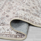 2x3 Washable Vintage Entryway Rug, Low Pile Non-Slip Carpet for Kitchen Bathroom Cream Beige