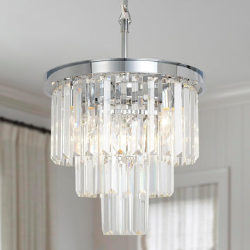 Inspired Odeon Style 4-Light Chrome Crystal 3-Tier Modern Chandelier - A107-B07G3SQD88