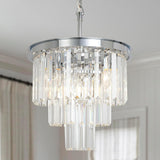 Crystal Chrome Chandelier Modern Chandeliers Lighting 4 Lights Pendant Ceiling Light Fixture 3-Tier for Dining Room Living Room Kitchen Island A107-B07G3SQD88