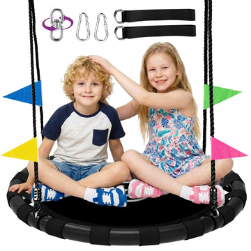 40" Saucer Tree Swing Heavy Duty for Kids & Adults, Black