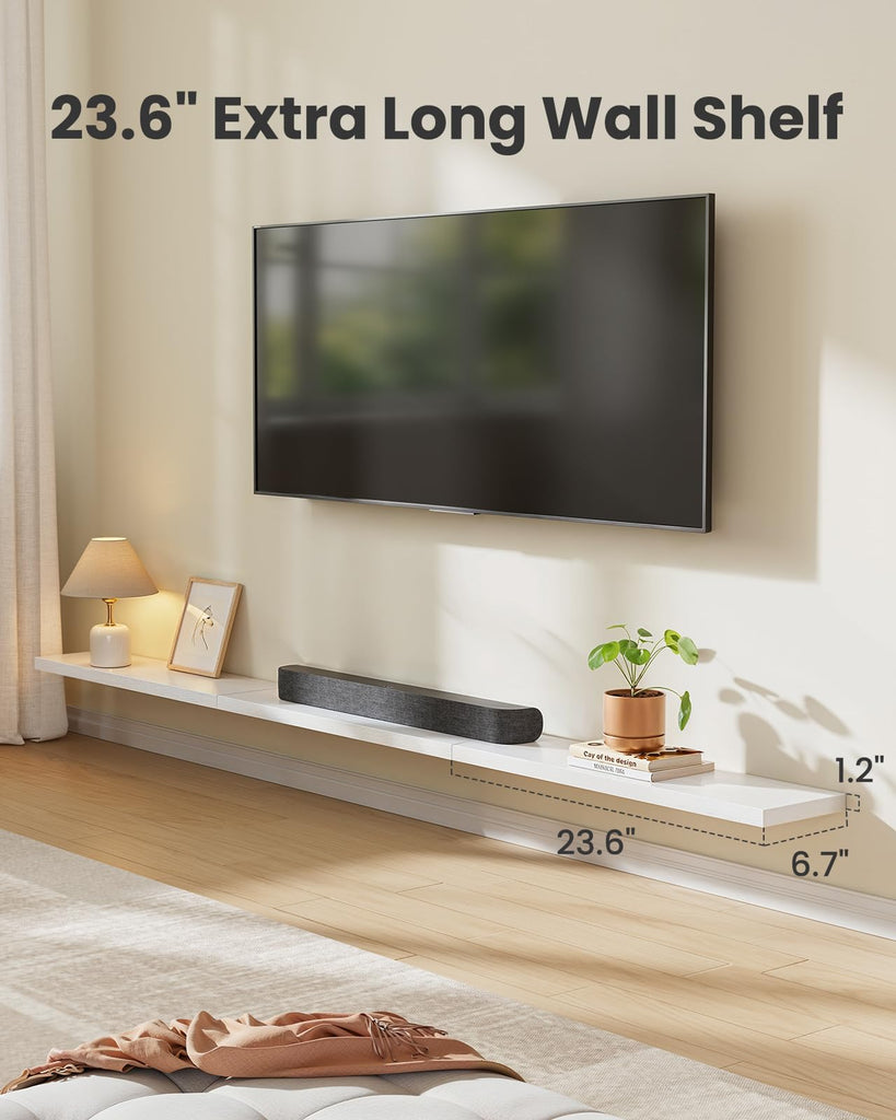 23.6" Floating Shelves for Wall Decor & Storage, Set of 3, White