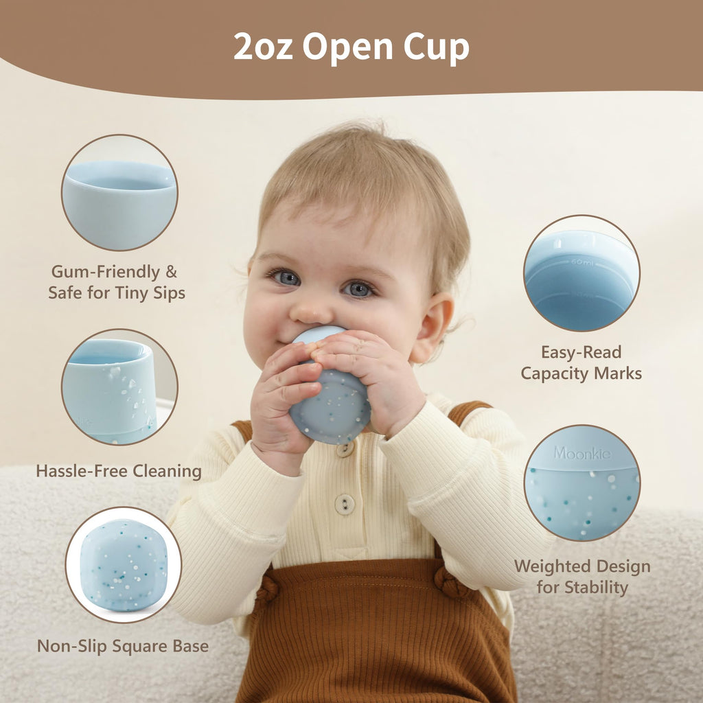 Silicone Baby Cups 4 Months+ | Tiny Open Training Cups for Infants with Confetti Sprinkles | Baby-Led Weaning