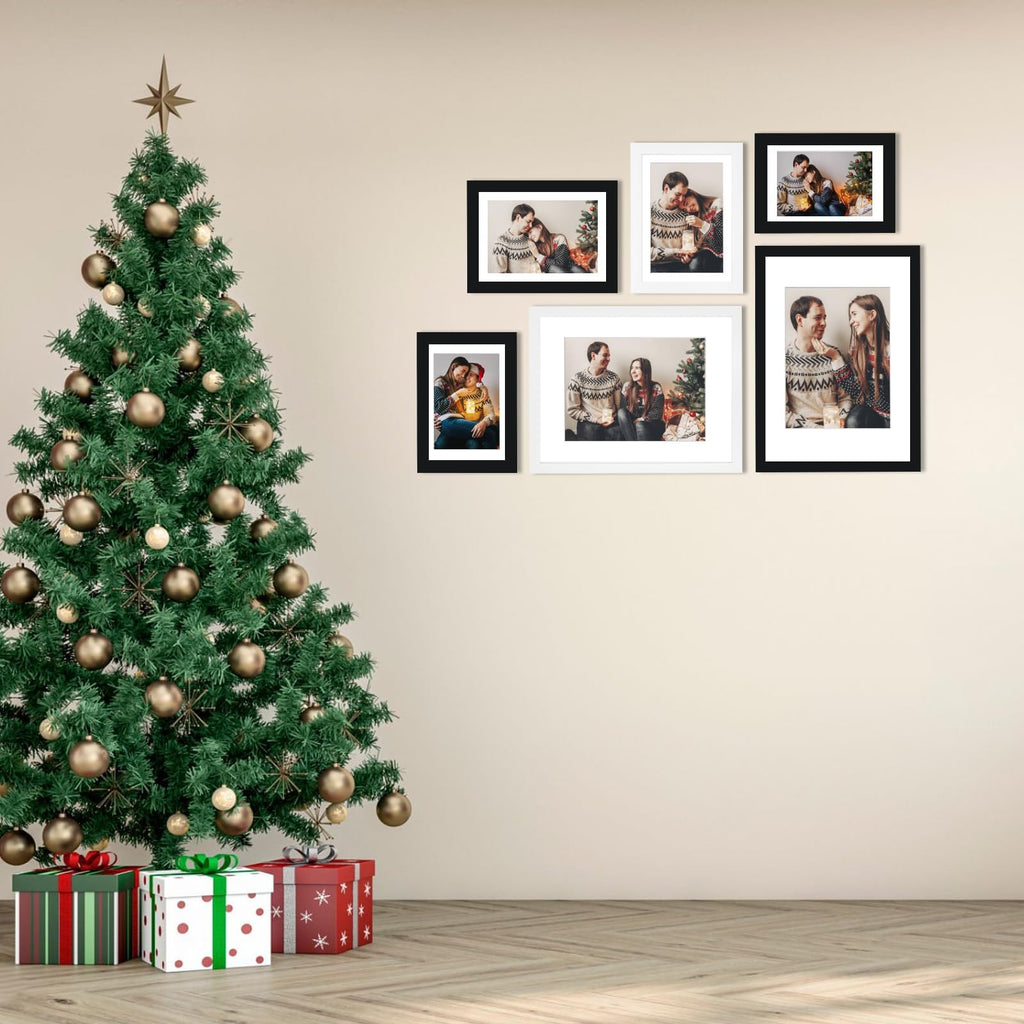 12x16 Picture Frames Set of 6 with Plexiglass, Display Pictures 8.5x11 with Mat or 12x16 Without Mat for Wall