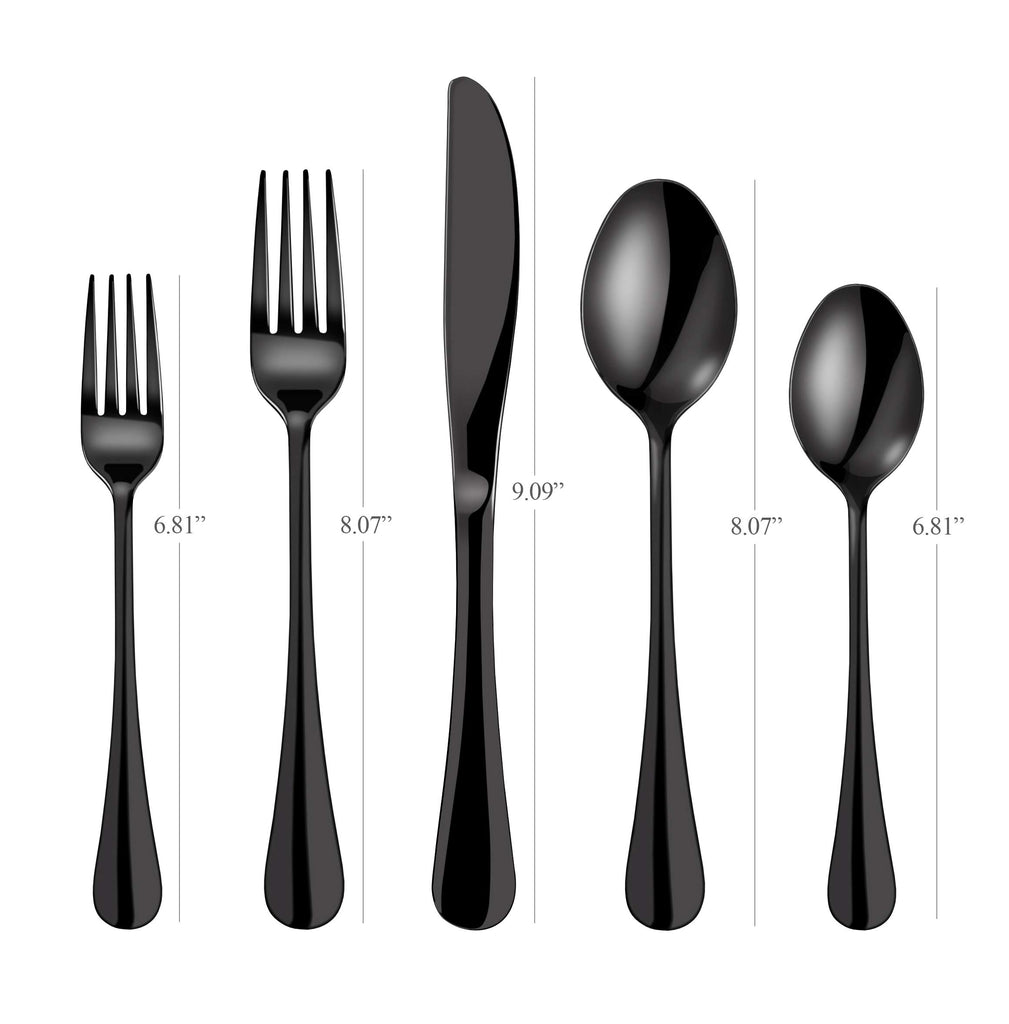 40-Piece Black Silverware Set, Modern Stainless Steel Flatware Cutlery Eating Utensils Tableware Sets for 8, Includes