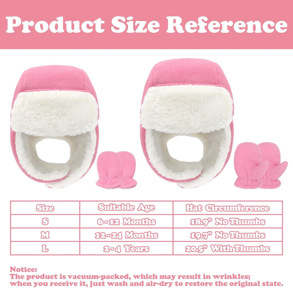 Baby Winter Hat Mittens Toddler Hats for Boys Girls Sherpa Lined Toddler Gloves Infant Baby Hat and Mitten Set