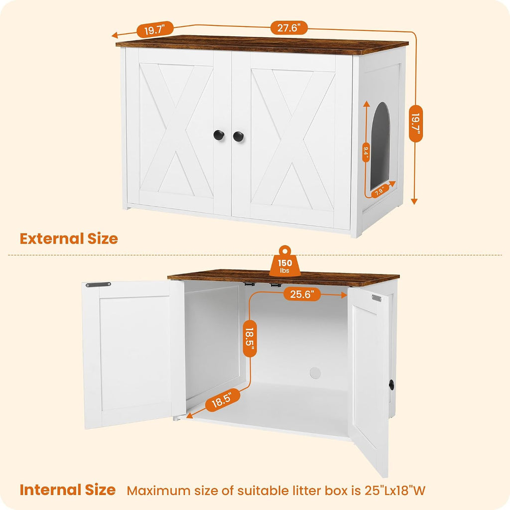 Cat Litter Box Enclosure, Hidden Litter Box Furniture, 27.6 Inches