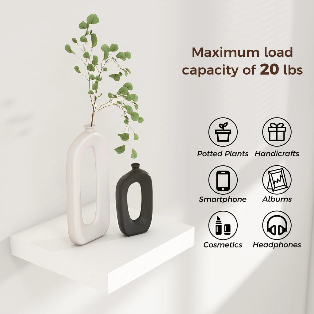8"x8" Square Floating Shelves for Wall, White Finish, 3-Pack