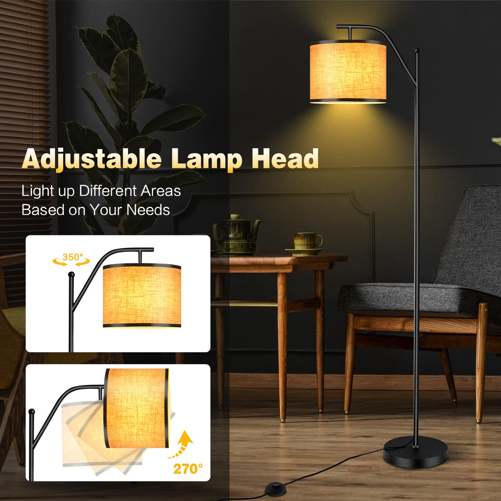 Mid Century Arc Floor Lamp with Solid Metal Base