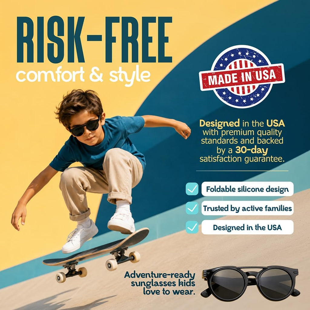 Kids Sunglasses Polarized UV400 Protection Unbreakable Ages 4-12 Boys Girls