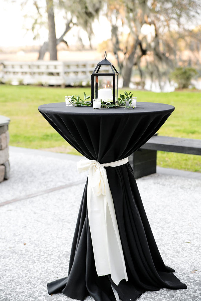 6 Packs Black Round Tablecloth - 120 Inch, Polyester