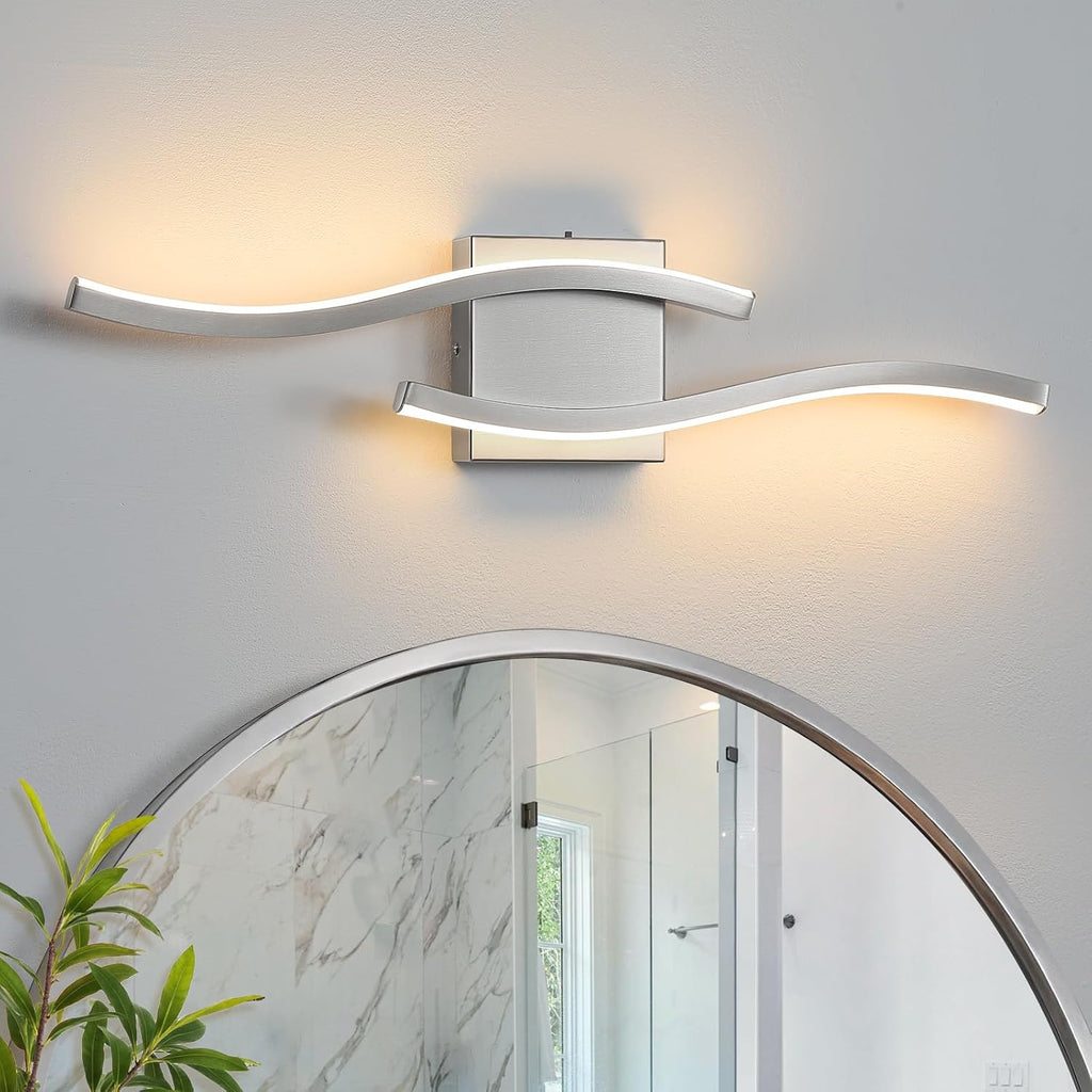 Nickel LED Bathroom Vanity Lights: 23.6 Inch 16W Bathroom Lighting Fixtures Over Mirror 5CCT Dimmable 2700-5000K
