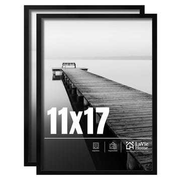 11x17 Picture Frame 2 pack, Display Pictures 11 x 17 Poster Frame, 11x17 Black Photo Frame with HD Plexiglass