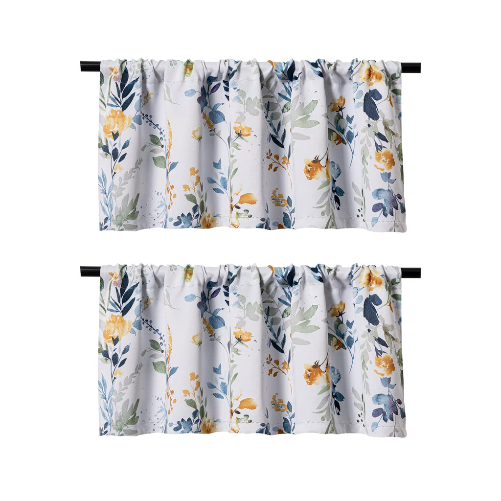 2 Pack Blackout Window Valance, 18 Inches Long Kitchen Window Curtains Over Sink Rod Pocket Pattern Valance Bedroom