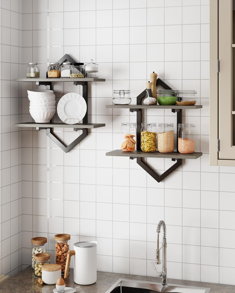 Floating Wall Shelves, Set of 2 Decorative Geometric Shelf Decor