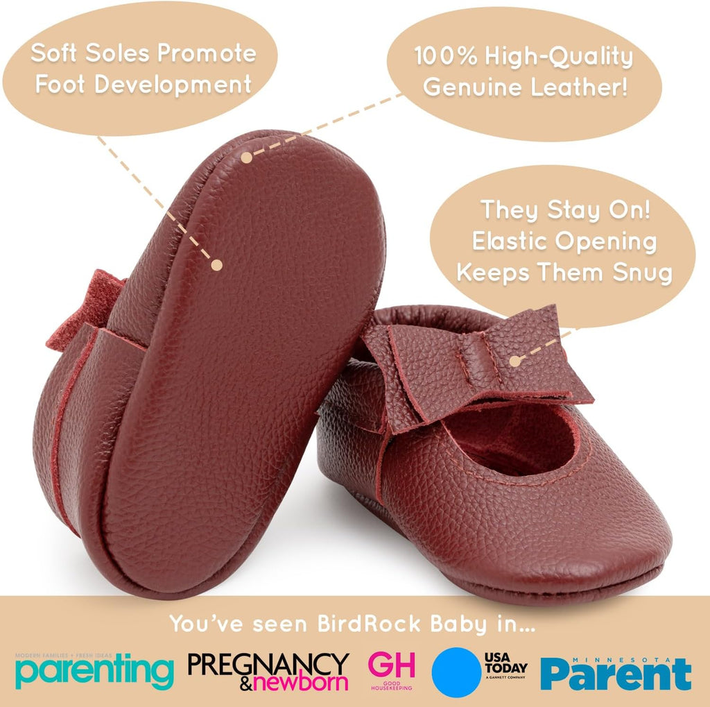 Bow and Knot Moccasins - Genuine Leather Baby Girl Shoes