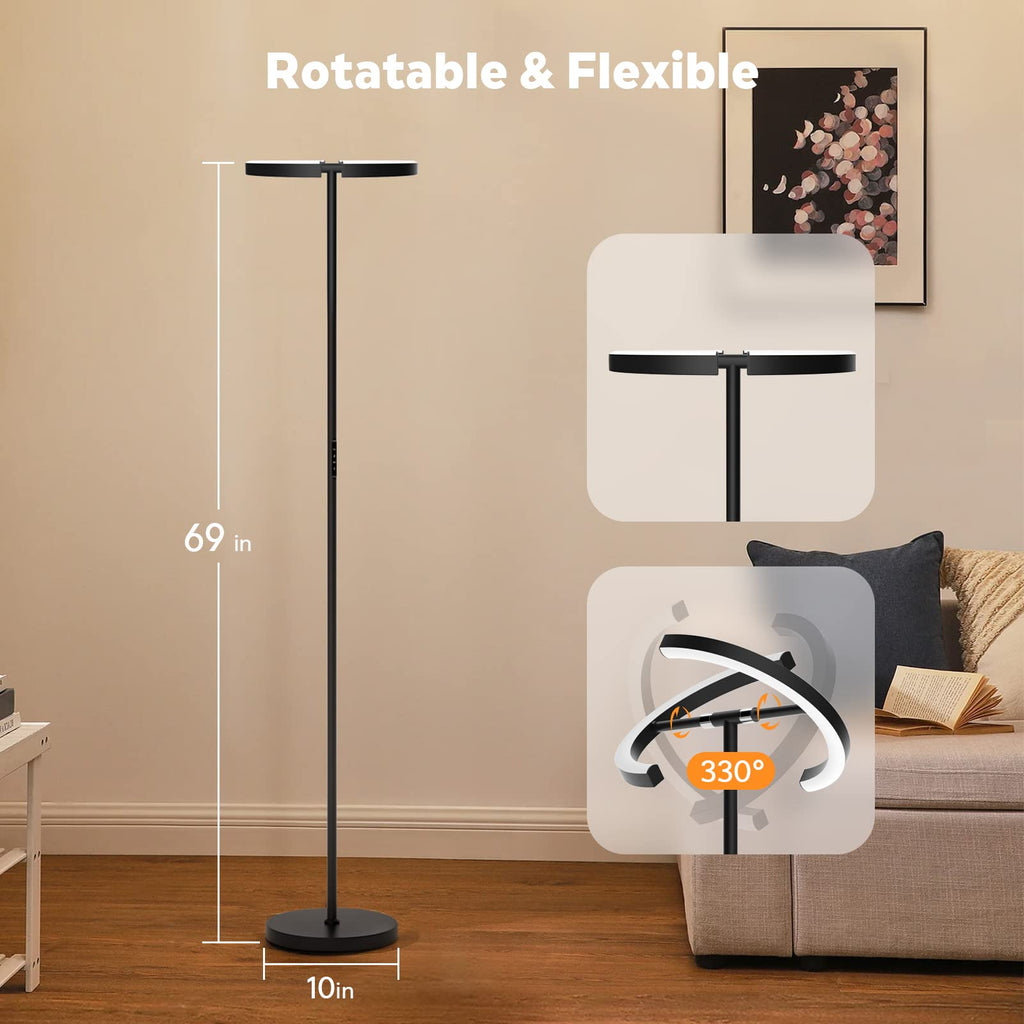 Floor Lamp, Color Changing Standing Lamp, Modern Stepless Dimmable LED Floor Light Tall Lamp with Remote Control, 20W