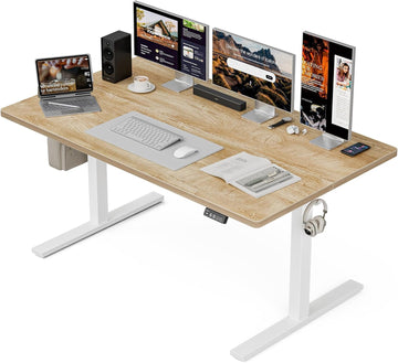 55x32 Extra-Deep Electric Standing Desk, Wide Desktop Fits 49" Ultrawide Monitor+Dual Screens, 176 lbs Capacity, 2