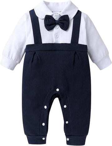 Newborn Baby Boy Clothes Infant Gentleman Outfit Bow Tie Romper