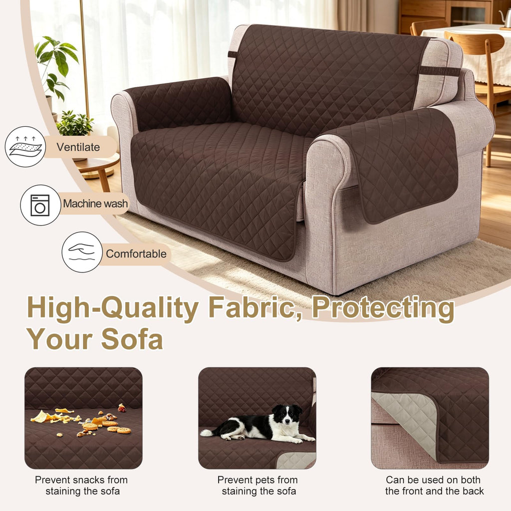 Loveseat Couch Cover for Dogs, Chocolate/Beige