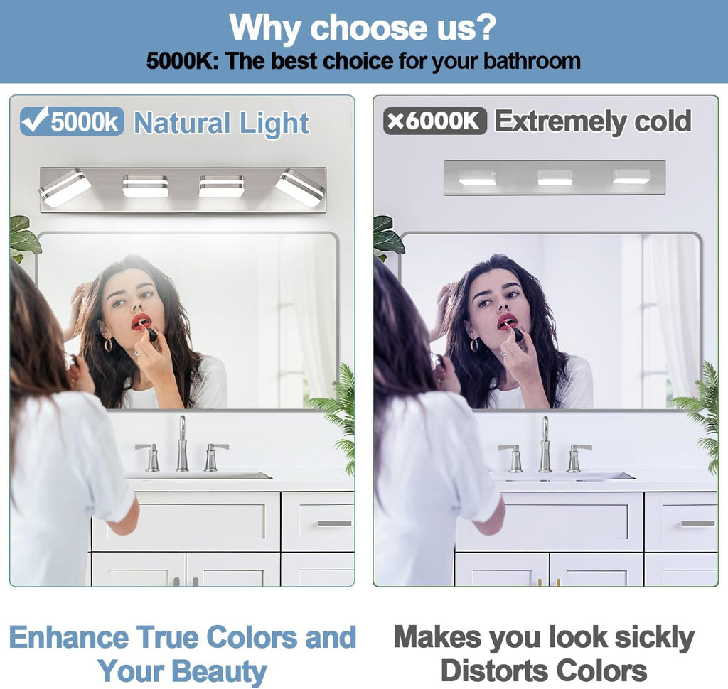 360° Rotate LED Bathroom Vanity Light Fixtures, Acrylic Vanity Lights , Modern Wall Lighting Fixtures Over Mirror